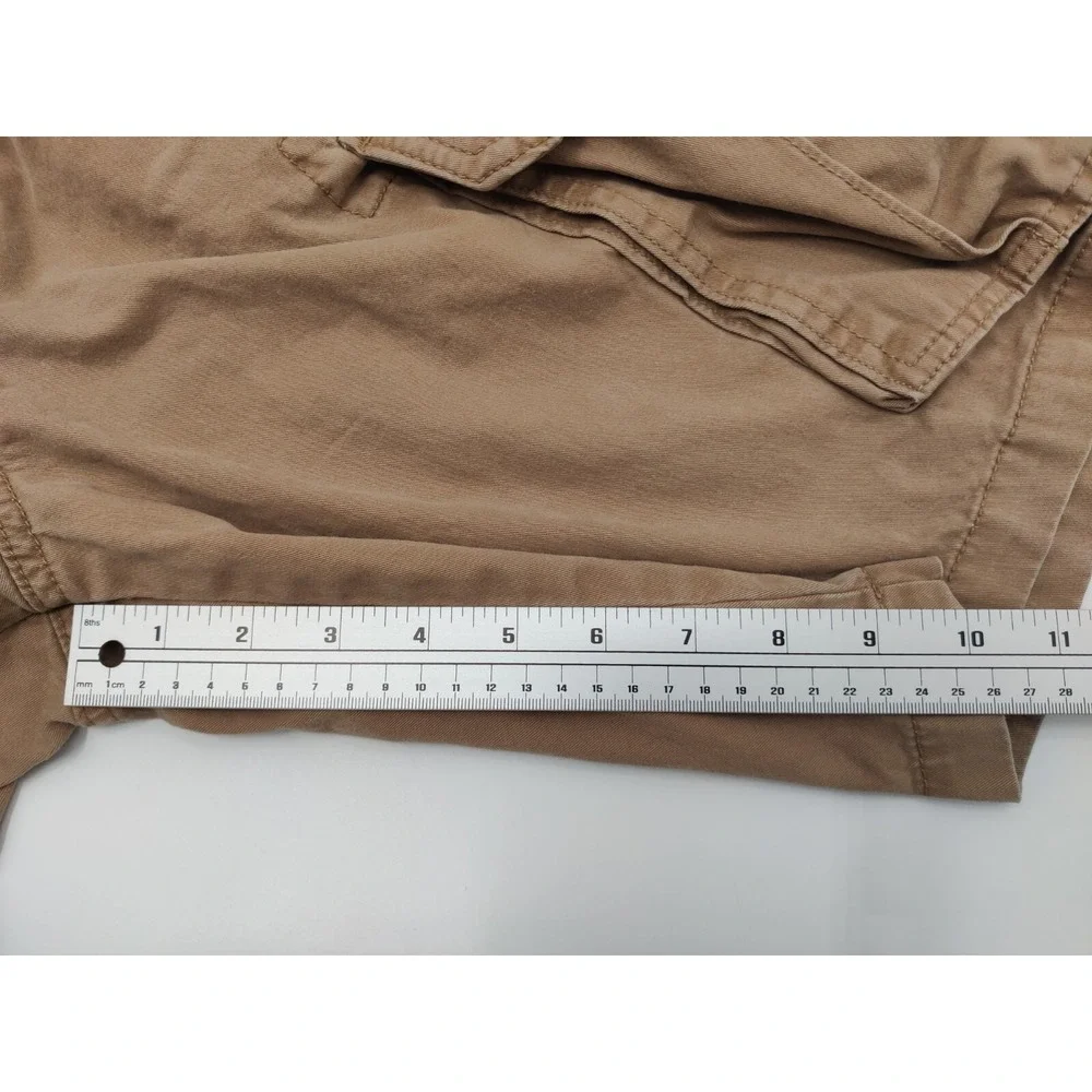 Old Navy Men 34 Cargo Shorts Khaki Tan Cotton Twill Utility Hiking Pockets 35x10